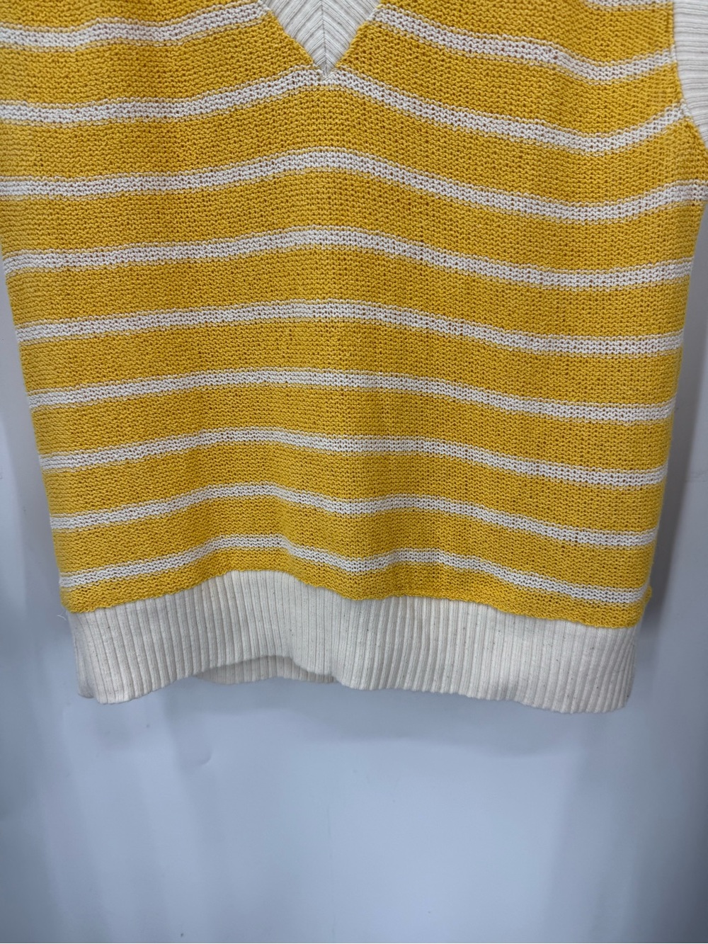 Zara Yellow and Cream Striped oversized, relaxed, fit V-Neck Sweater Vest S - Picture 5 of 10